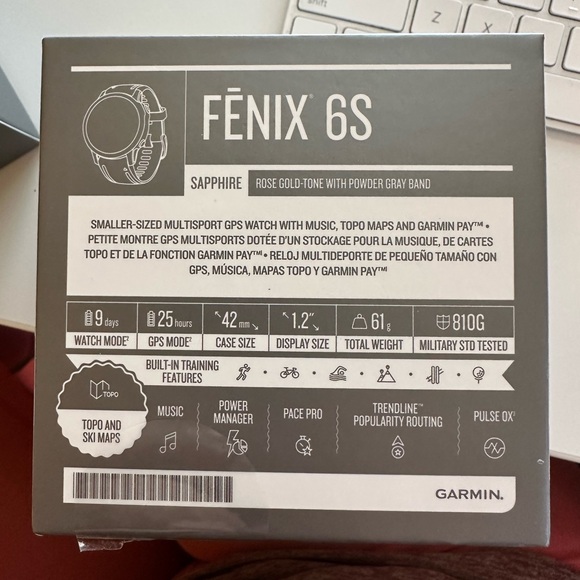 Garmin Fenix 6S Sapphire Powder Gray Rose Gold Smart Watch - Picture 5 of 5